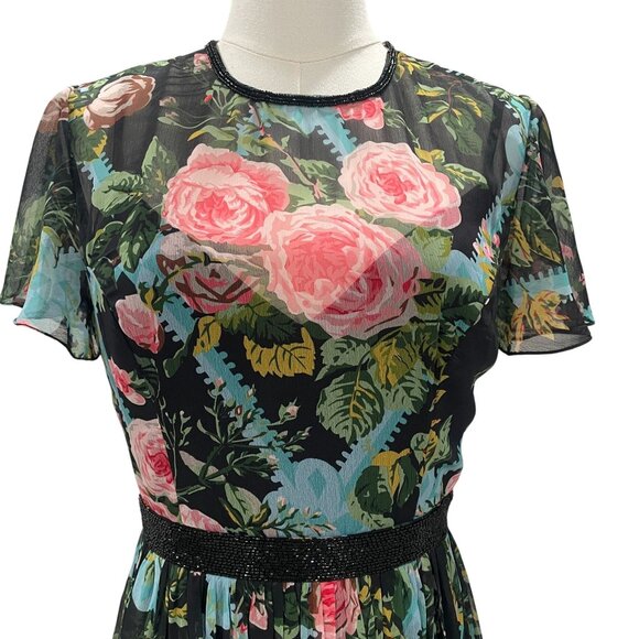 Mac Duggal Floral Midi Dress Size 6 Romantic Coquette Garden Party Soft Girl - Picture 6 of 14